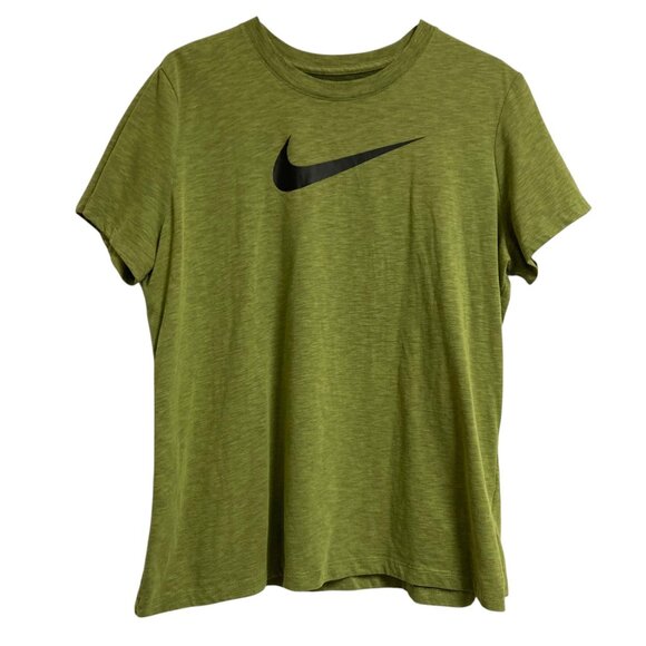 Women's NIKE Dri-Fit Swoosh Graphic Tee Soft Short-Sleeve T-Shirt Moss Green XL - Picture 1 of 1